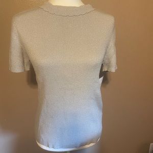 NWT Size Small Sag Harbor Silver Shimmer Blouse